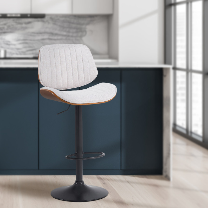 Lot de 2 tabourets de bar Clawson en tissu noix/crème