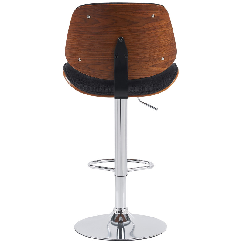 Lot de 2 tabourets de bar Clawson en tissu chromé noyer/noir
