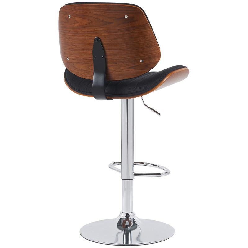 Lot de 2 tabourets de bar Clawson en tissu chromé noyer/noir