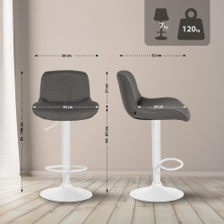 Lot de 2 tabourets de bar Solon en tissu gris foncé