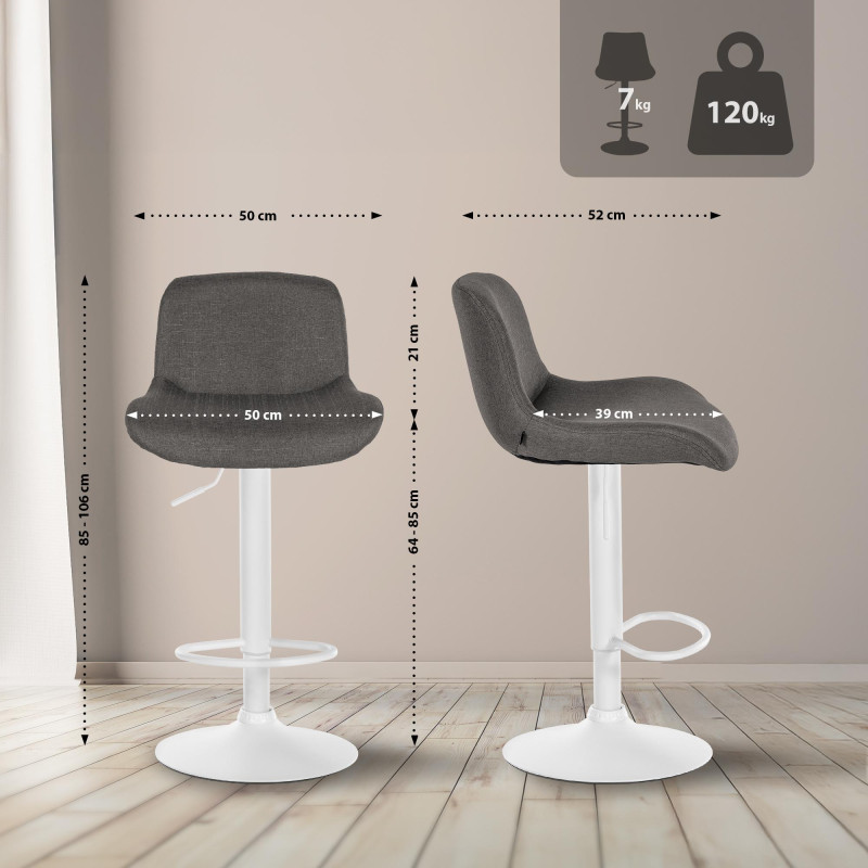 Lot de 2 tabourets de bar Solon en tissu gris foncé