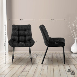 Chaise Saranda, tissu noir et gris titane
