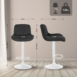 Lot de 2 tabourets de bar Solon en velours noir