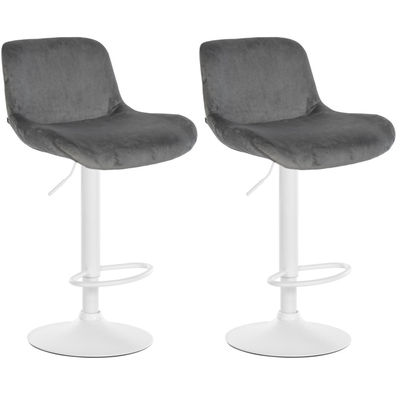 Lot de 2 tabourets de bar Solon en velours gris foncé