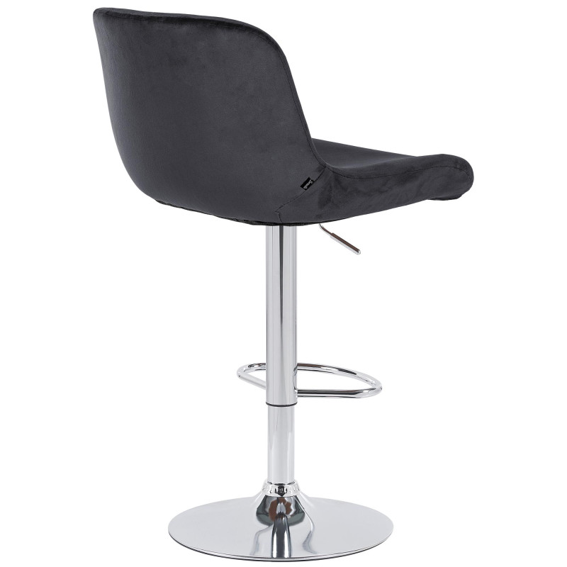 Lot de 2 tabourets de bar Solon en velours chromé noir