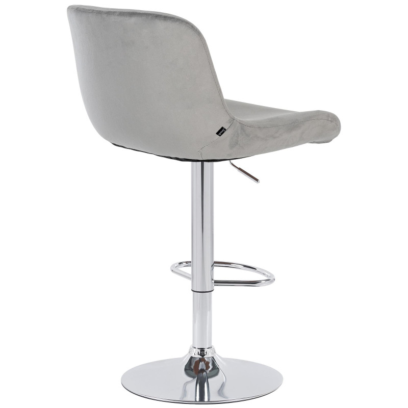 Lot de 2 tabourets de bar Solon en velours chromé gris