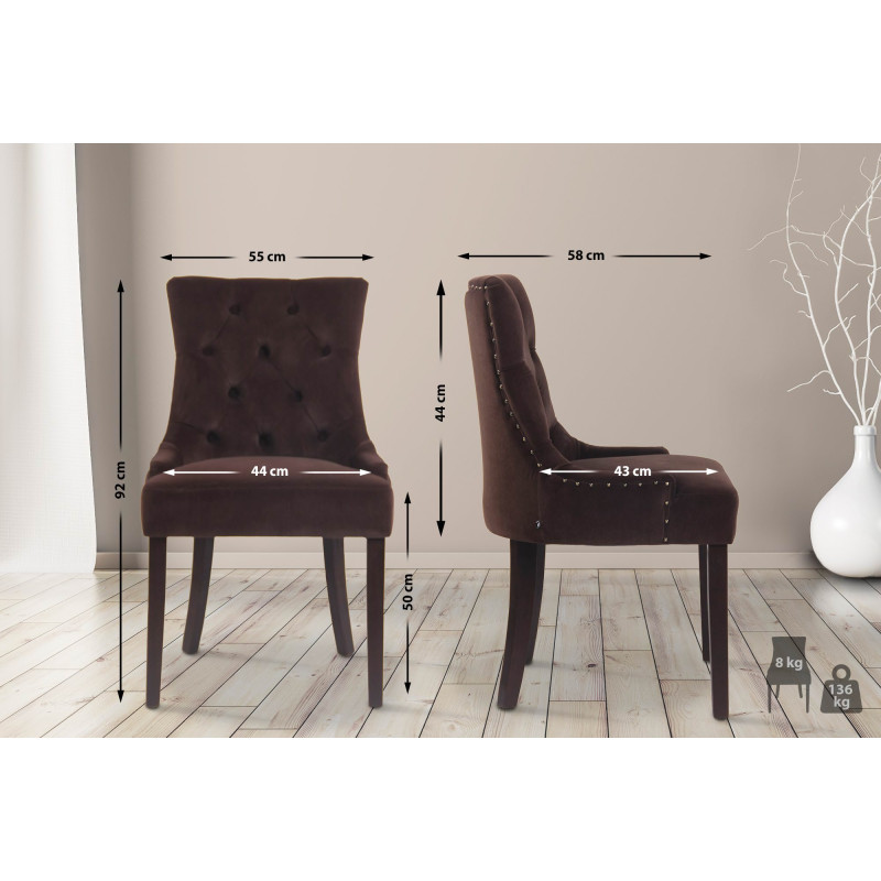 Chaise de salle à manger Aberdeen en velours marron antique