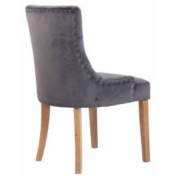 Chaise de salle à manger Aberdeen en velours antique gris clair foncé