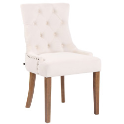 Chaise de salle à manger Aberdeen en velours crème clair antique