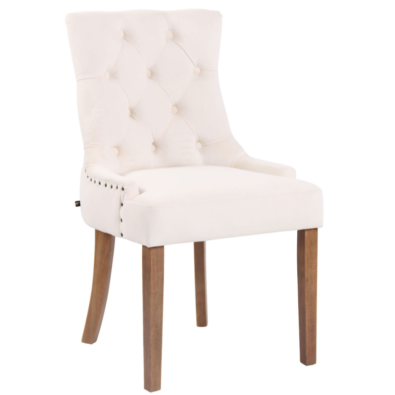 Chaise de salle à manger Aberdeen en velours crème clair antique