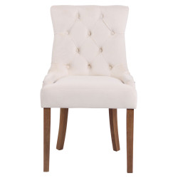 Chaise de salle à manger Aberdeen en velours crème clair antique