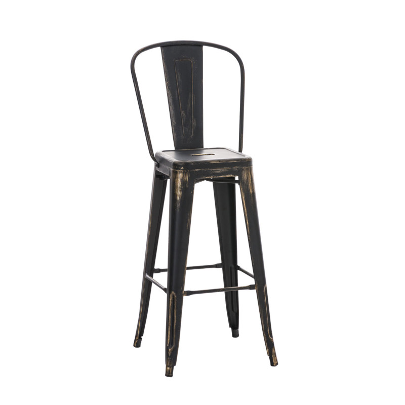 Tabouret de bar Aiden antique noir et or