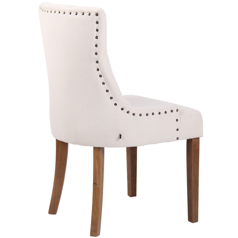 Chaise de salle à manger Aberdeen en velours crème clair antique