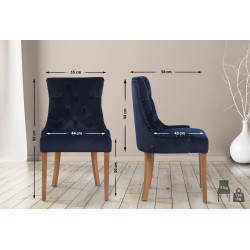 Chaise de salle à manger Aberdeen en velours bleu clair antique