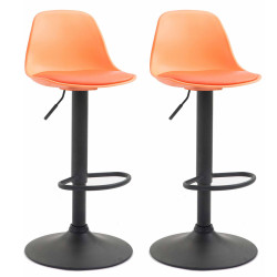 Lot de 2 tabourets de bar Kiel plastique noir orange