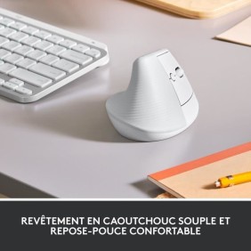 Souris ergonomique - Sans fil - Logitech - Lift - Silencieuse - Blanc