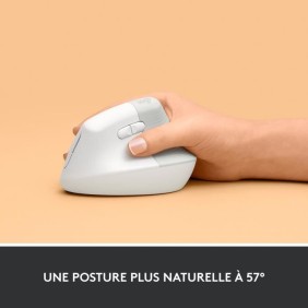 Souris ergonomique - Sans fil - Logitech - Lift - Silencieuse - Blanc