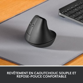 Souris ergonomique Gaucher - Sans fil - Logitech - Lift - Silencieuse - Graphite