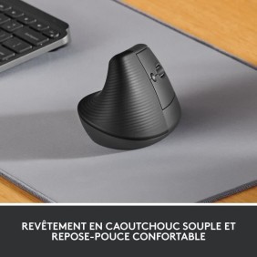 Souris ergonomique - Sans fil - Logitech - Lift - Silencieuse - Graphite