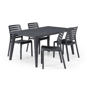 Table de jardin - rectangulaire 160cm - gris graphite - en résine - 6 personnes - Lima - Allibert by KETER