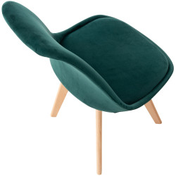 Fauteuil Linares, velours, vert