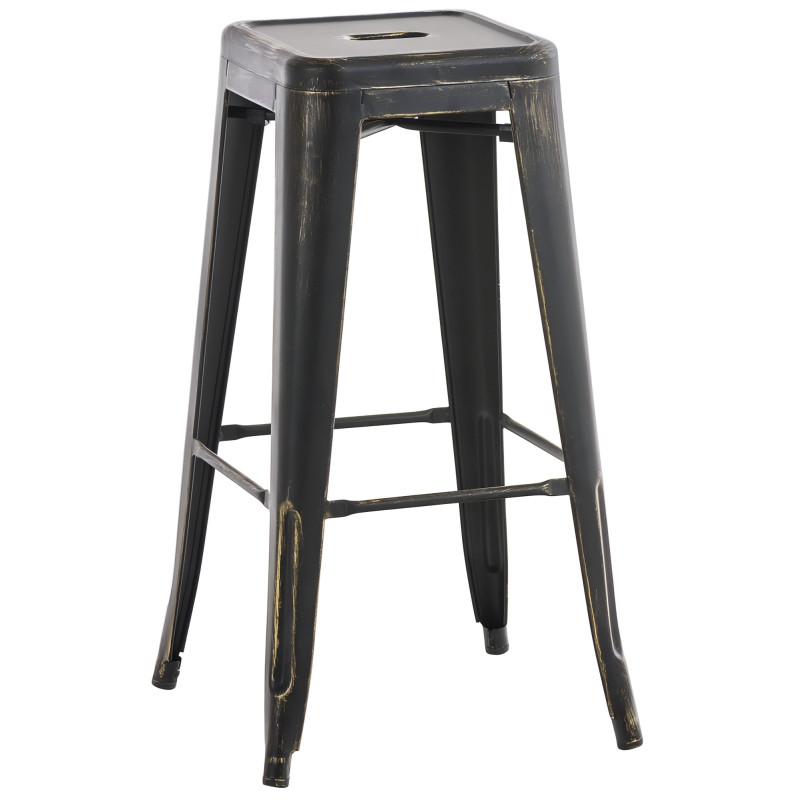 Tabouret de bar antique Joshua noir et or