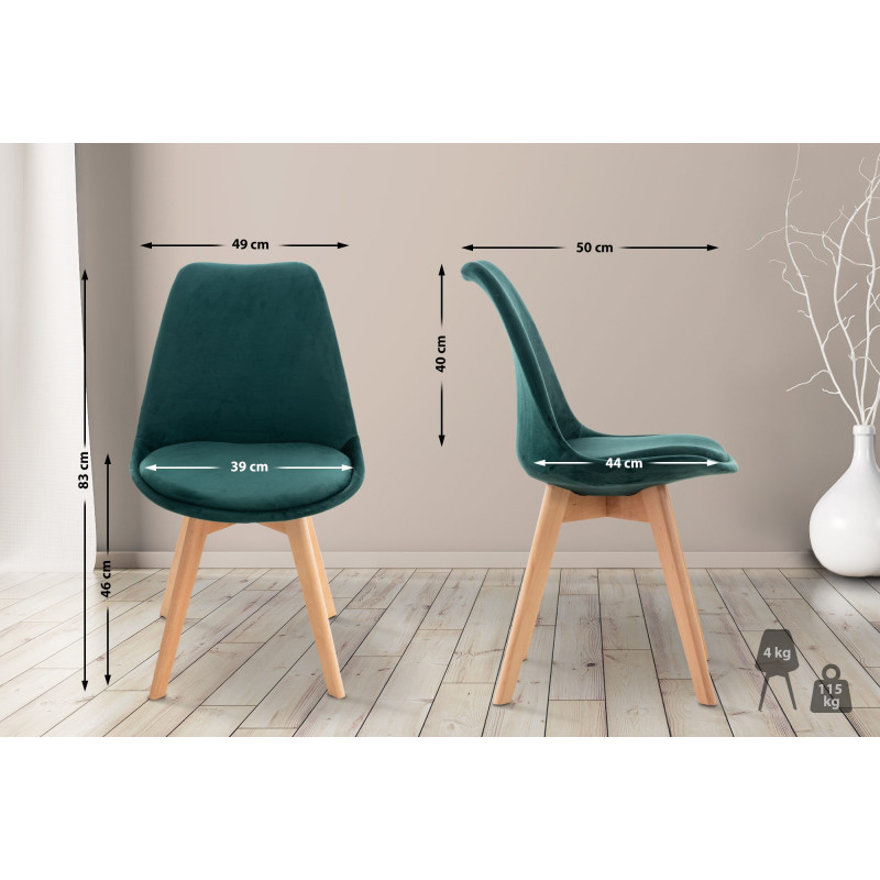 Fauteuil Linares, velours, vert
