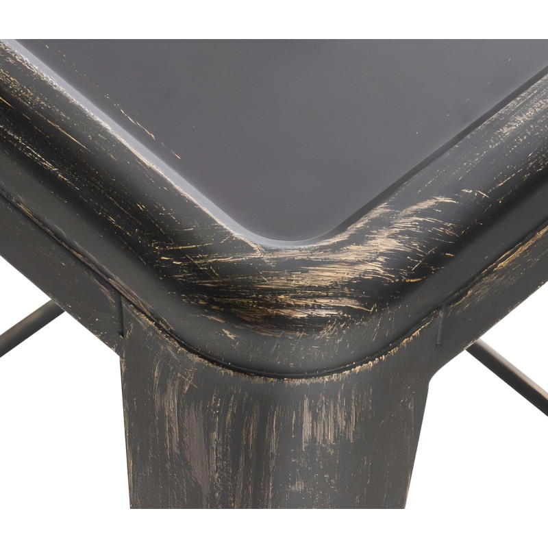 Tabouret de bar antique Joshua noir et or