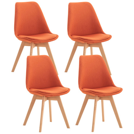 Lot de 4 chaises Linares en tissu orange