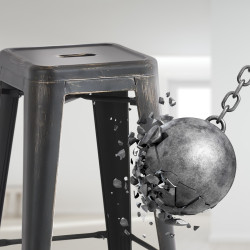 Tabouret de bar antique Joshua noir et or