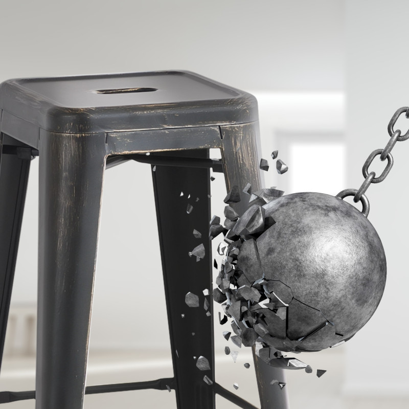 Tabouret de bar antique Joshua noir et or