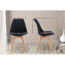 Ensemble de 4 chaises Linares en tissu noir