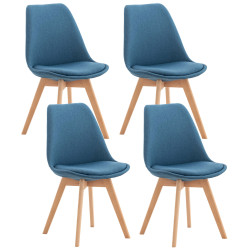 Ensemble de 4 chaises Linares en tissu bleu