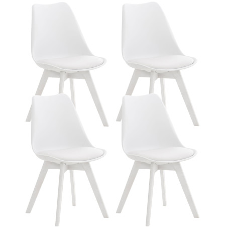 Lot de 4 chaises en plastique Linares, blanc/blanc