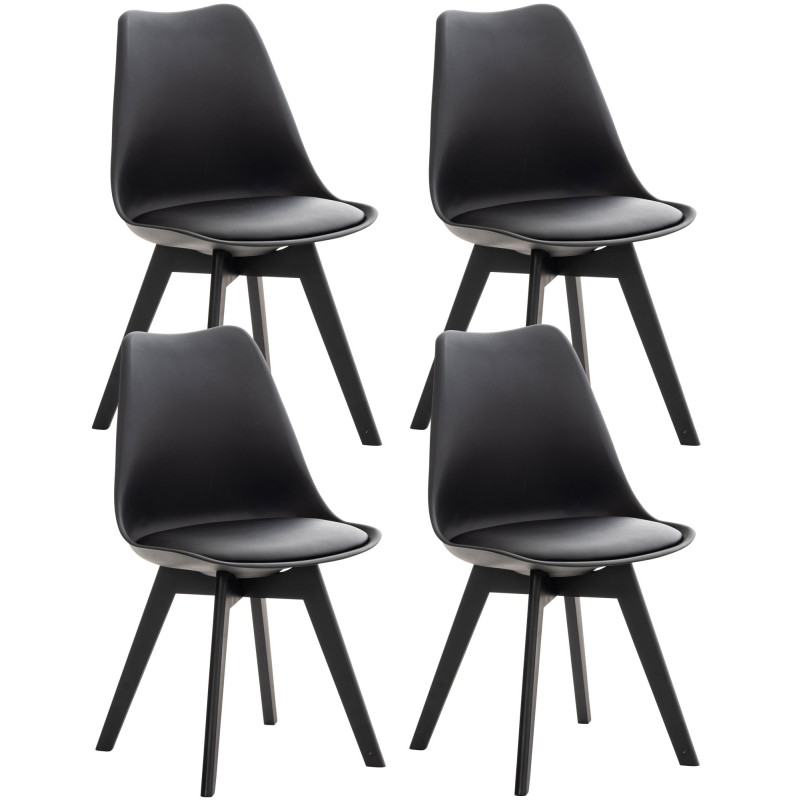 Ensemble de 4 chaises Linares en plastique noir/noir