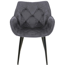 Chaise en velours Tanna gris foncé