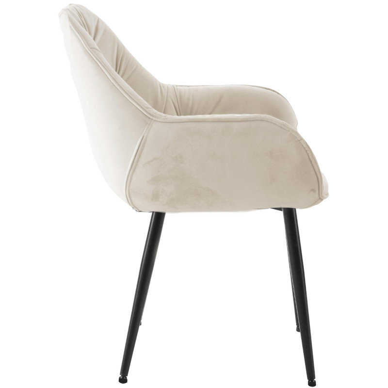 Fauteuil Tanna, velours, crème