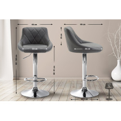 Tabouret de bar Lazio similicuir chromé gris
