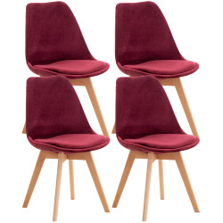 Ensemble de 4 chaises Linares en velours bordeaux