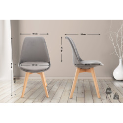 Ensemble de 4 chaises Linares en velours gris