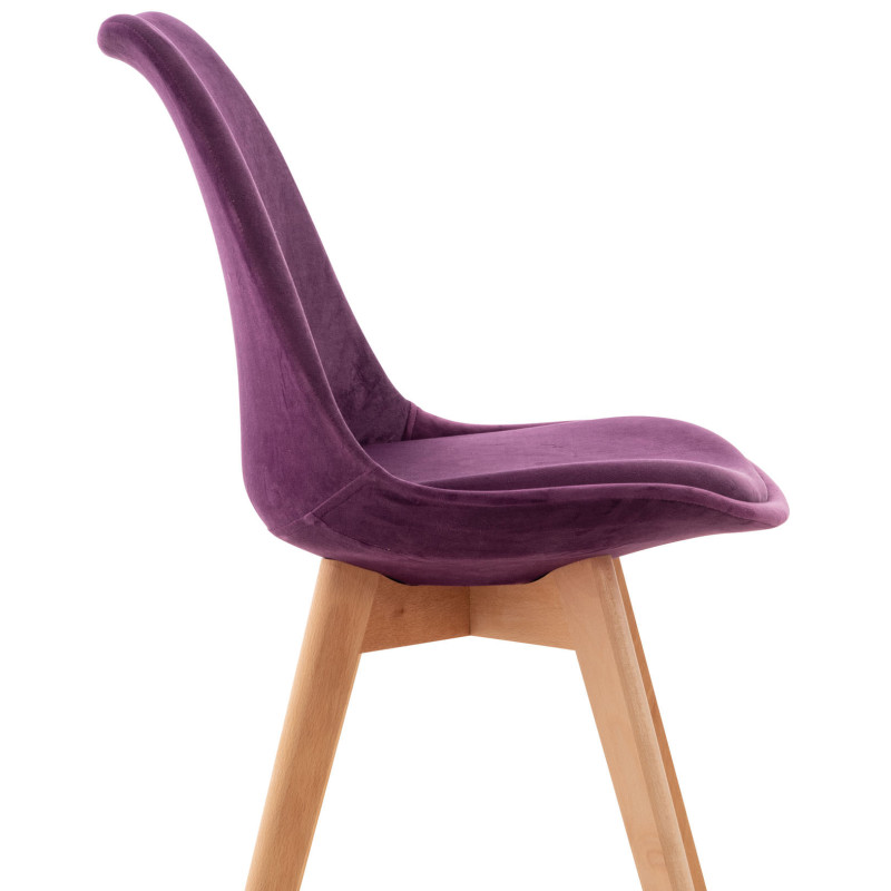 Ensemble de 4 chaises Linares en velours violet
