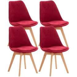 Lot de 4 chaises en velours rouge Linares