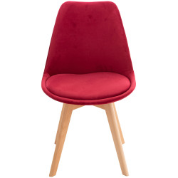 Lot de 4 chaises en velours rouge Linares