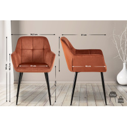 Fauteuil visiteur Emia, velours, marron