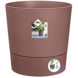 Pot De Fleurs Rond GREENSENSE AQUA CARE - Plastique Réservoir - Avec roulettes - Ш30 - Brun Argile