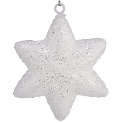 Ensemble Décorations de Noël Étoile Blanc 6,5 x 6,5 x 2 cm (24 Unités)