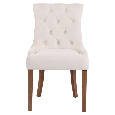 Lot de 4 chaises de salle à manger Aberdeen en velours crème clair antique