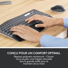 Ensemble Clavier Souris - Sans fil - Logitech - MK850 - AZERTY - Noir