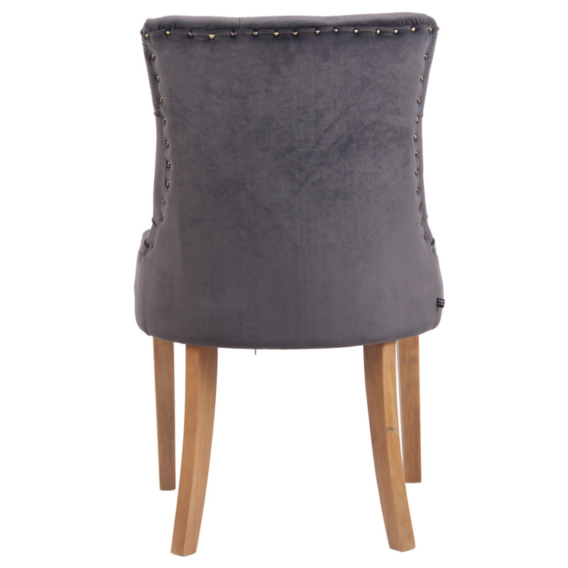 Ensemble de 4 chaises de salle à manger en velours Aberdeen gris clair foncé antique