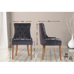 Ensemble de 4 chaises de salle à manger en velours Aberdeen gris clair foncé antique